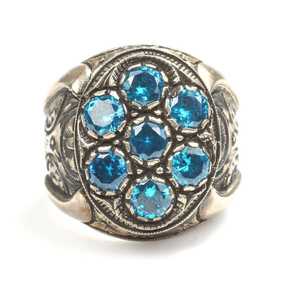 925 Sterling Silver Men's <b>Ring</b> with <b>Turquoise</b> Blue Zircon Stone Bezel Setting Rhodium Plating Fine Jewelry for Everyday Wear - Product Image 4