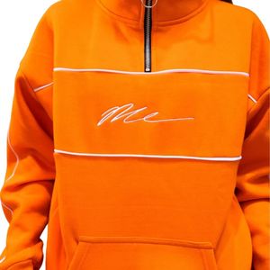 Ensemble de survêtement orange pour homme, pull à demi-zip, pantalon de jogging, vêtements de sport décontractés, coton unisexe - Product Image 4