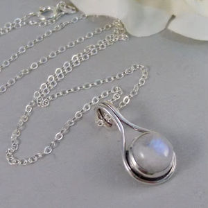 Collar con colgante de piedra lunar de Plata de Ley 925 para mujer, joyería de piedras preciosas hechas a mano - Product Image 2