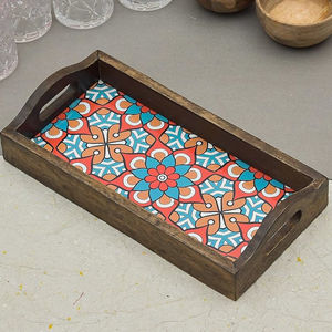 ถาดเสิร์ฟไม้ออกแบบได้ตามต้องการพิมพ์ลายขนนกสำหรับบ้านโรงแรมร้านอาหารคุ้มค่า - Product Image 4