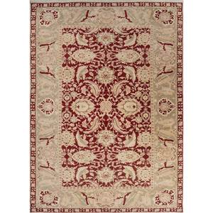 Tapis en laine noués à la main Aalam, motifs abstraits rectangulaires rouge-orange, pour entrée de maison - Pae-5774 9x12 pour sol domestique - Product Image 1