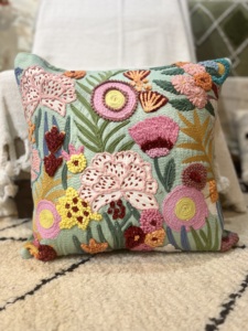 Indian High Quality Handmade18x18 Inches Luxurious Floral Embroidered Boho Tufted Cushion Covers For House Warming Gifts - Product Image 6