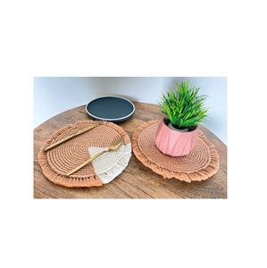 Manteles individuales de macramé multicolor Diseño elegante Acabado natural Forma floral Color antiguo Artículos de mesa más exigentes - Product Image 2