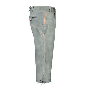 Short en cuir de couleur claire taille haute unisexe avec motif brodé pour hommes - Product Image 4