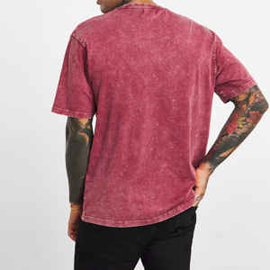 เสื้อยืดลำลองผู้ชาย ผ้าฝ้าย 100% ล้างสีแบบ Acid Wash ทรงหลวม แท้ สีพื้น รุ่นใหม่ล่าสุด เนื้อผ้าหนา - Product Image 2