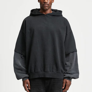 Double Sleeve Men's Acid <b>Washed</b> Hoodie Custom Oversized Plain Acid Vintage <b>Washed</b> Heavyweight Hoodie For <b>Boys</b> - Product Image 1