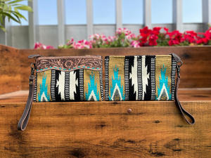 Nuevo bolso de mano de cuero con herramientas azteca occidental con estilo, monederos de herramientas marrones Vintage, bolso de mano de cuero acolchado azteca único - Product Image 5