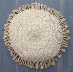 Funda de cojín redonda de yute Natural de 50 cm de diámetro, funda de almohada de patrón sólido tejido liso para uso doméstico y hotelero - Product Image 2