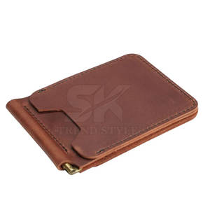 Portefeuille minimaliste fin en cuir véritable à clip à monnaie, prix d'usine, pour hommes, élégant, en cuir, à clip à monnaie - Product Image 2