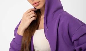 Veste à capuche zippée intégrale à col cheminée pour femme, en molleton de coton, coupe décontractée, unie, vêtements de sport d'hiver, vêtements décontractés personnalisés pour femme - Product Image 6