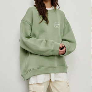เสื้อสเวตเชิ้ตผู้หญิงไซส์ใหญ่สีชมพูแบบถักสำหรับฤดูหนาว ทรงหลวม ไหล่ตก ปักลายหรูหรา สไตล์สตรีทแวร์ คอกลม ขายส่ง - Product Image 2