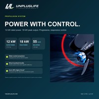 Planche de surf électrique UNPLUGLIFE RIDE 12 PRO 12 kW en fibre de verre avec batterie de 6,3 kWh