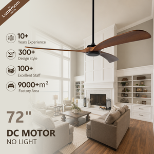 72 Inch Solid Wood <b>Ceiling</b> Fan No <b>Light</b> <b>Remote</b> <b>Control</b> DC Motor Modern <b>Ceiling</b> Fan for Living Room Hotel Patio - Product Image 1