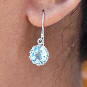 Navya Craft 925 <b>Solid</b> Sterling <b>Silver</b> Blue Topaz Handmade Women <b>Earrings</b> for Christmas Anniversary Valentine's Day Other Gifts - Product Image 3