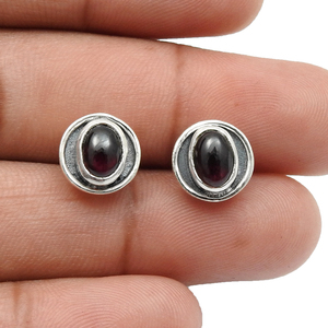January Birthstone Jewelry 925 Sterling Silver Natural Red <b>Garnet</b> Gemstone Oval Stone Stud <b>Earrings</b> for Everyday Wear Jewelry - Product Image 3