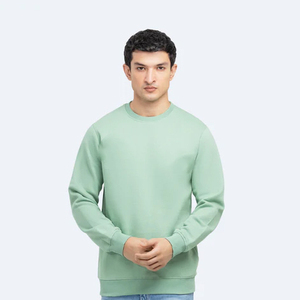 Custom Men's Eco-Friendly High Street Sweatshirt 2025 New <b>Crewneck</b> ODM 300gsm Thickened Long Fleece Winter Logo 100% Cotton - Product Image 1