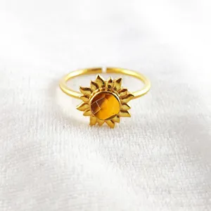 Citrine November Month Birthstone Sun Shine 925 Silver Rings Faceted Cut Gemstone Wholesale Gemstones Jewelry Component Supplier