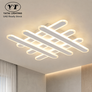Plafonnier LED carré moderne avec télécommande, intensité variable, en acrylique et fer, à montage en surface, pour intérieur, salon et chambre à coucher - Product Image 1