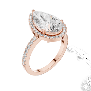 Anillo Halo con Diamante de Laboratorio Corte Pera de 4.47 CT para Mujer, VVS-VS EF CVD, Oro de 18KT, 14KT, 10KT y Plata 925, Oro Rosa, Amarillo, Blanco - Product Image 4