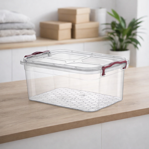 CATEEM Grand bac de rangement multifonctionnel à roulettes en plastique PP transparent durable de 15 L, forme rectangulaire, verrouillable, compatible lave-vaisselle - Product Image 3