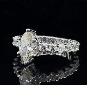 แหวนหมั้นเพชรโมอิสเพชรสีขาวและเพชร14K แหวนแต่งงานเพชรมอยส์ซอไนต์เงินสเตอร์ลิง - Product Image 2