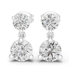Boucles d'oreilles pendantes ethniques en or 10KT/14KT/18KT (or rose/jaune/blanc) avec diamant de laboratoire Kesari Diam 3 carats taille brillant, sans conflit - Product Image 1
