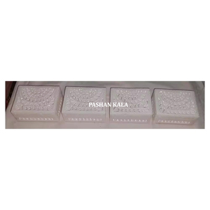 Boîtes à bijoux en marbre blanc pur de forme rectangulaire de conception traditionnelle avec une bonne finition, utilisées pour les cadeaux d'affaires - Product Image 1