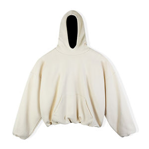 <span class=keywords><strong>Felpa</strong></span> a doppio strato <span class=keywords><strong>corta</strong></span> e larga <span class=keywords><strong>oversize</strong></span> in cotone foderato in pile per uomo e donna - Product Image 3