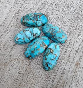 อัญมณีทรงรีขนาดใหญ่แบบหลังแบนปรับเทียบสีของแท้100% สีเทอร์ควอยซ์สีฟ้าธรรมชาติคุณภาพส่งออก - Product Image 4