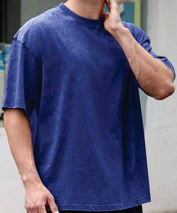 100% coton T-Shirt pour hommes coupe ample imprimé lavage à l'acide T-Shirt surdimensionné coton T-shirt pour hommes et femmes décontracté à manches courtes - Product Image 1