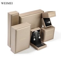 Boîte à bijoux WEIMEI avec logo personnalisé, dorée, avec éclairage LED, pour collier, bague, bracelet, ensemble de boîtes à bijoux avec lumière