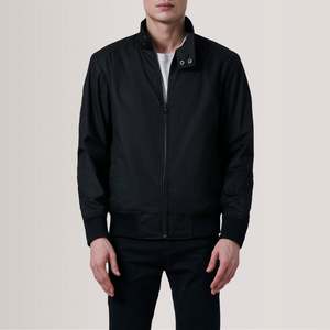 Morrison Reversible Genuine Leather Bomber <b>Jacket</b> Black Canvas Casual Style Zippered Closure Water Proof Autumn Appropriate XS - Product Image 5