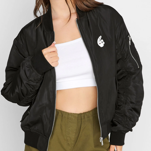 Chaqueta Bomber de Satén Tejido Crudo con Logotipo Personalizado para Mujer, con Bordado, Colores Sólidos, Transpirable e Impermeable para Chicas - Product Image 5