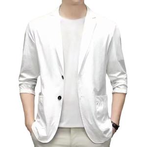 เสื้อคอวีสำหรับผู้ชายเนื้อผ้าบางระบายอากาศได้ดีมีกระดุมแถวเดียวผ้าโพลีเอสเตอร์/ ผ้าฝ้าย - Product Image 5