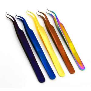 KOUNAIN Pince à épiler professionnelle avec embouts en fibre nano inclinés Formes incurvées droites polyvalentes en acier inoxydable durable - Product Image 1