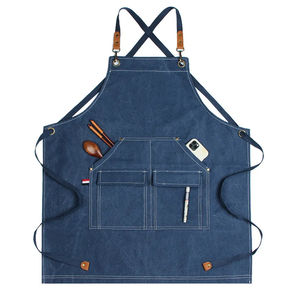 Style de lavage personnalisé coton Denim unisexe réglable Bule cuisson tablier de cuisine avec poches - Product Image 2