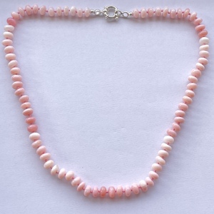 7mm 8mm naturel rose opale pierre lisse Rondelle perles nouées à la main fil de soie pierres précieuses collier bijoux pour femmes gemmes à la mode - Product Image 2