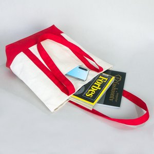 Eco-Friendly Cotton <b>Large</b> Tote <b>Bag</b> Red Handles 16x14x5 Leopard Letter Pattern Recyclable <b>Canvas</b> Shopping <b>Bag</b> for Advertising - Product Image 6