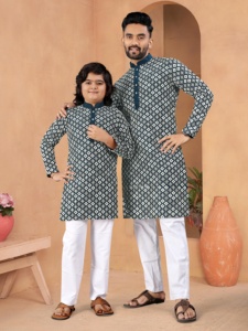 Ensemble de pyjama traditionnel Chikankari Kurta pour hommes à la mode Sherwani Achkan manches longues pour les mariages ethniques d'été - Product Image 5
