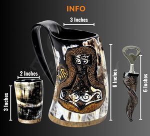 Medieval Horn Mug Authentic Drinking Horn Mug Norse Viking Horn Mug Premium Beer Tankard For Ale Wine <b>Whiskey</b> Coffee Party - Product Image 5