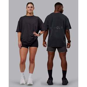 Camiseta Extra Grande de Algodón Lavado para Hombre, Transpirable, Antiarrugas, con Logotipo Básico - Product Image 1