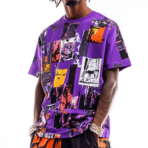 Offre Spéciale hommes cou goutte épaule à manches courtes imprimé T-shirt Street Wear Hip Hop motif personnalisé 100% coton séchage rapide - Product Image 5