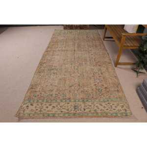 4.7x9.9 ft Rug, Turkish Vintage Rug, <b>Brown</b> <b>Wool</b> Rug - Product Image 1