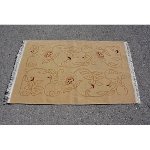 Rug, 3x4.8 ft Vintage Rug, <b>Brown</b> Floral Rug <b>Wool</b> - Product Image 3