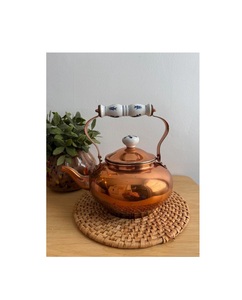 Decorative traditional copper <b>kettle</b> with handmade finish wide base and authentic rustic look for display or use - Product Image 6