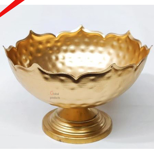 Bol décoratif design en aluminium moulé, finition dorée, motif floral moderne 2026, pour la décoration intérieure et les cadeaux occasionnels - Product Image 2