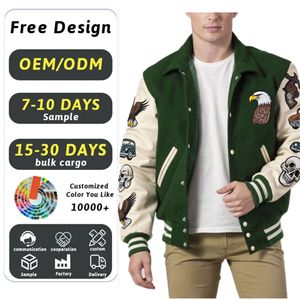 Diseño libre de encargo con los botones del logotipo encima de invierno de los hombres Varsity Chaquetas Letterman Chaqueta Streetwear Chaqueta de Béisbol - Product Image 1