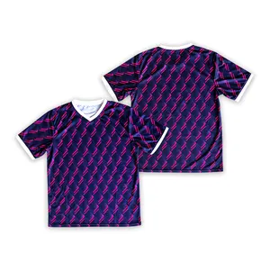 맞춤형 로고 축구 셔츠 빠른 건조 통기성 승화 패턴 스포츠웨어 용 폴리에스터 축구 유니폼