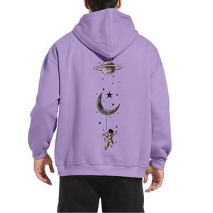 Nueva llegada de 100% algodón manga larga hombro pendiente cuello redondo impreso cómodo de talla grande Sudadera con capucha para hombre - Product Image 6