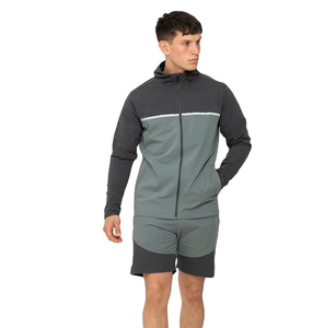 Ensemble coupe-vent court grande taille sur mesure pour homme, survêtement en polyester et nylon à motif uni, survêtement coupe-vent à fermeture éclair - Product Image 2